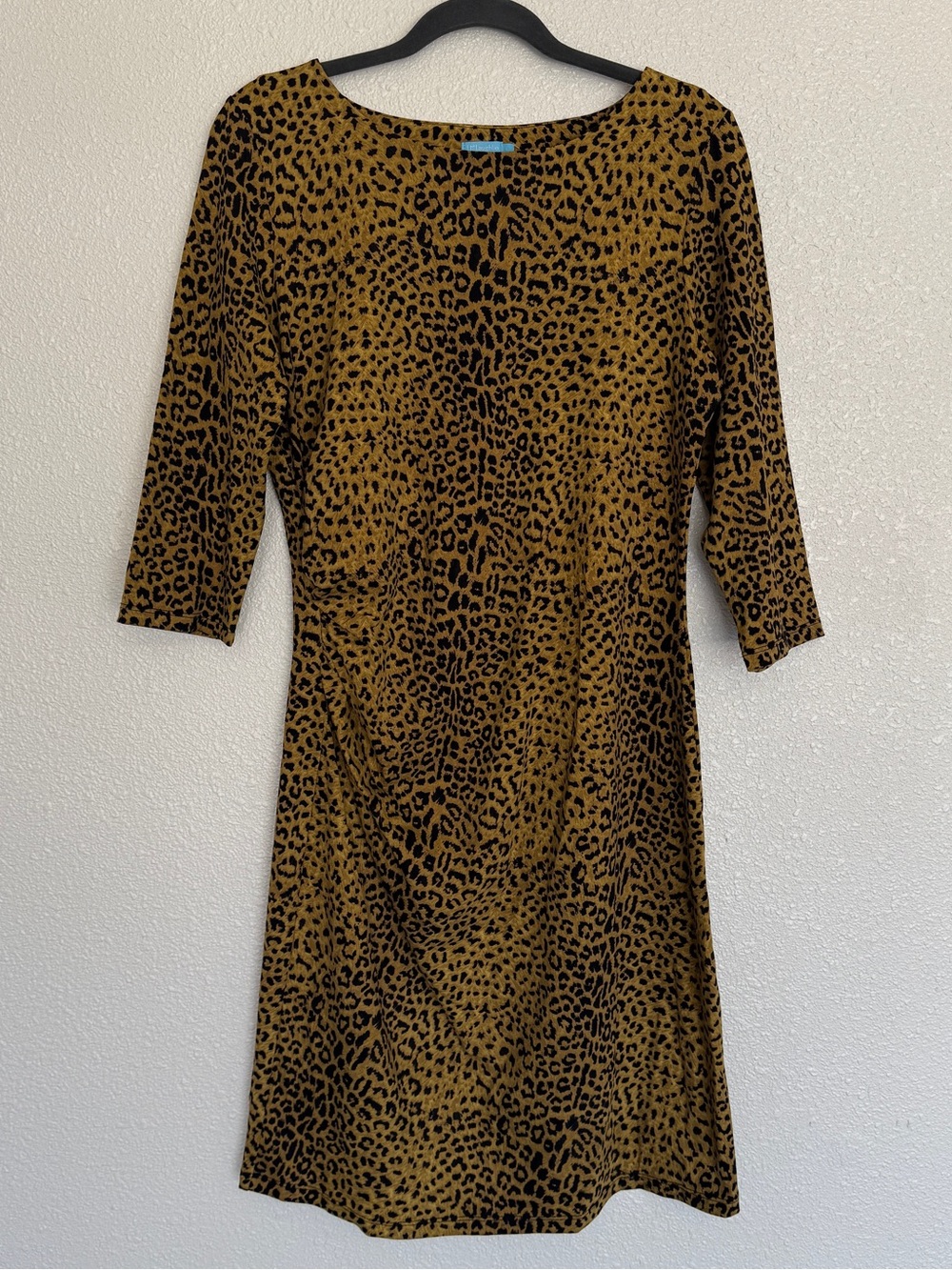 J McLaughlin New Size L Cheetah Print Side Rouched Dress Catalina Cloth Boatneck